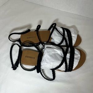 Express Black and Tan Strappy Sandals